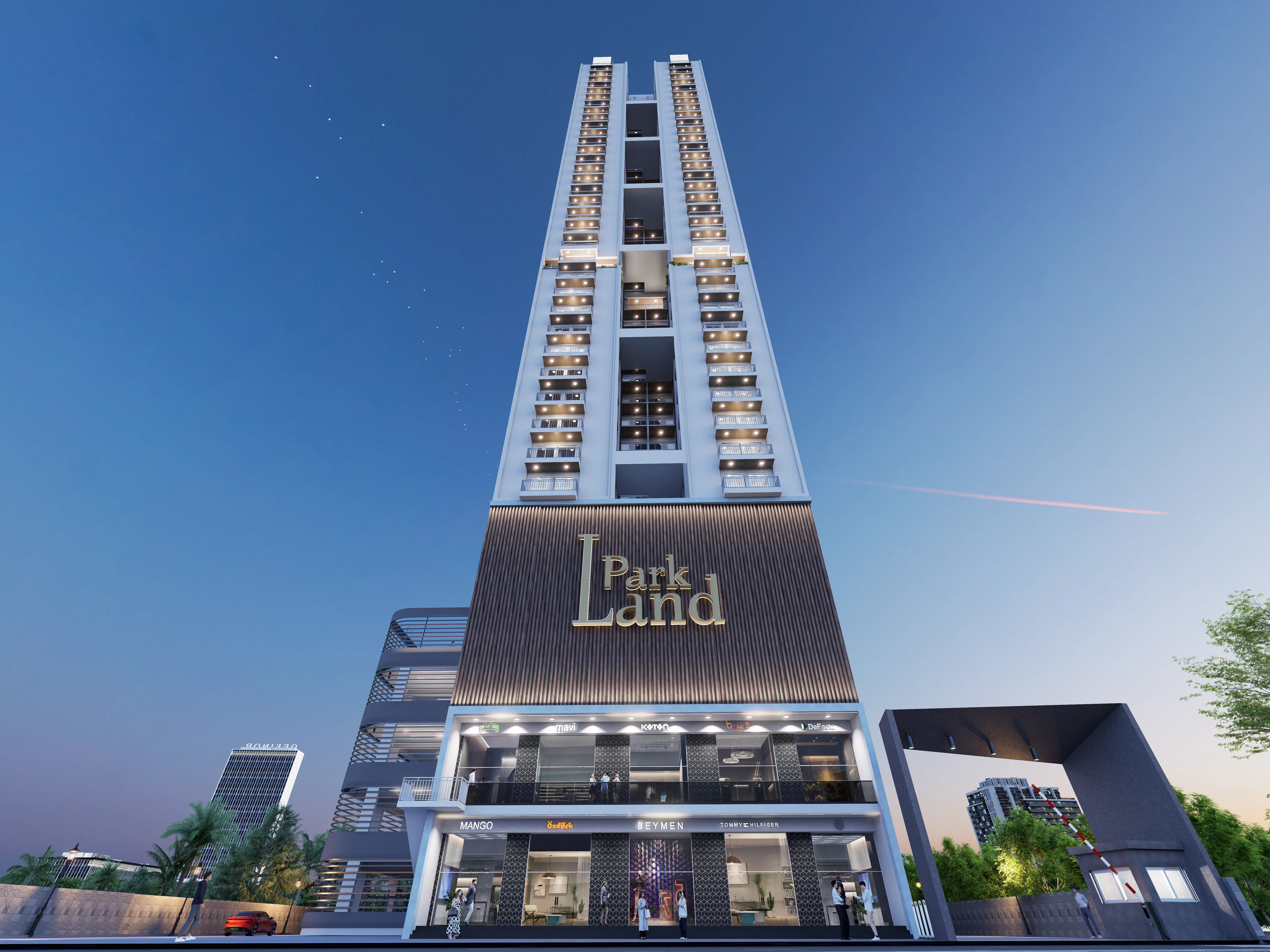 Parkland Homes tallest tower at dusk in Pune